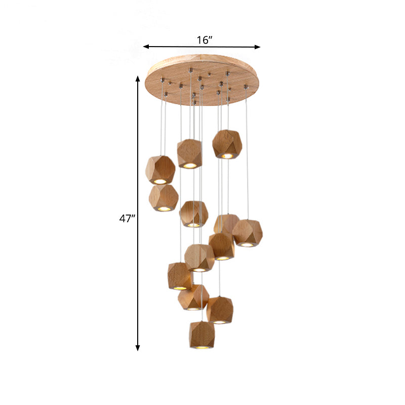 Modern Spiral Wood LED Cluster Pendant Light 10/13-Head Ceiling Light Fixture for Living Room Clearhalo 'Ceiling Lights' 'Pendant Lights' 'Pendants' Lighting' 166515