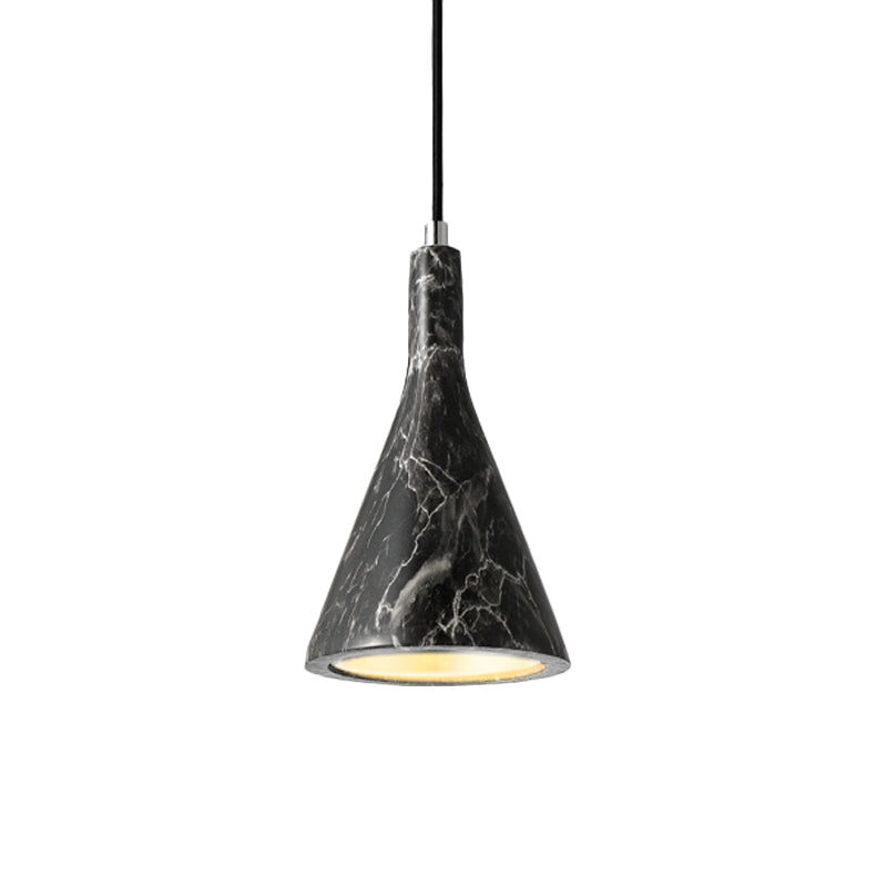 Trumpet Pendant Ceiling Light Nordic Cement 1 Light Black/White/Brown Hanging Light Clearhalo 'Ceiling Lights' 'Modern Pendants' 'Modern' 'Pendant Lights' 'Pendants' Lighting' 166558