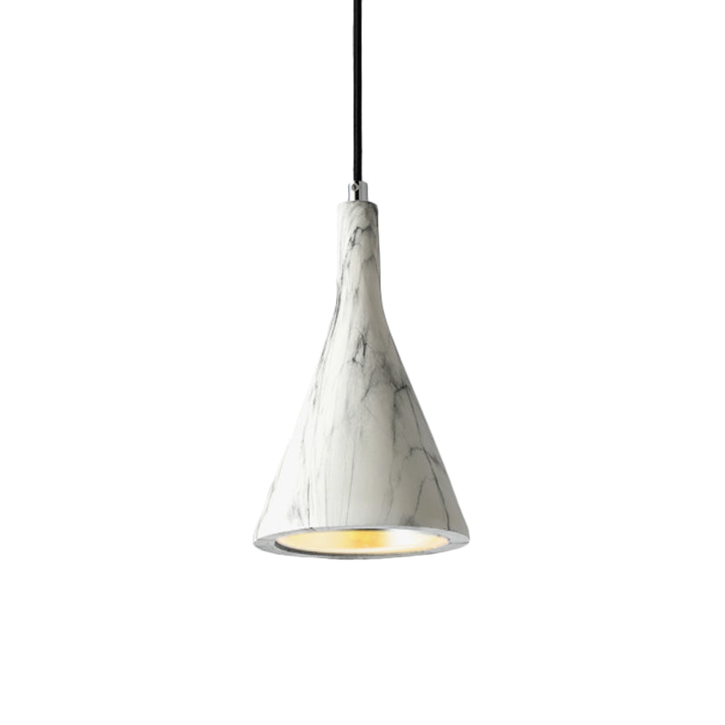 Trumpet Pendant Ceiling Light Nordic Cement 1 Light Black/White/Brown Hanging Light Clearhalo 'Ceiling Lights' 'Modern Pendants' 'Modern' 'Pendant Lights' 'Pendants' Lighting' 166560