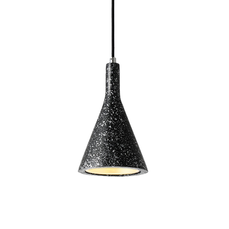 Trumpet Pendant Ceiling Light Nordic Cement 1 Light Black/White/Brown Hanging Light Clearhalo 'Ceiling Lights' 'Modern Pendants' 'Modern' 'Pendant Lights' 'Pendants' Lighting' 166562