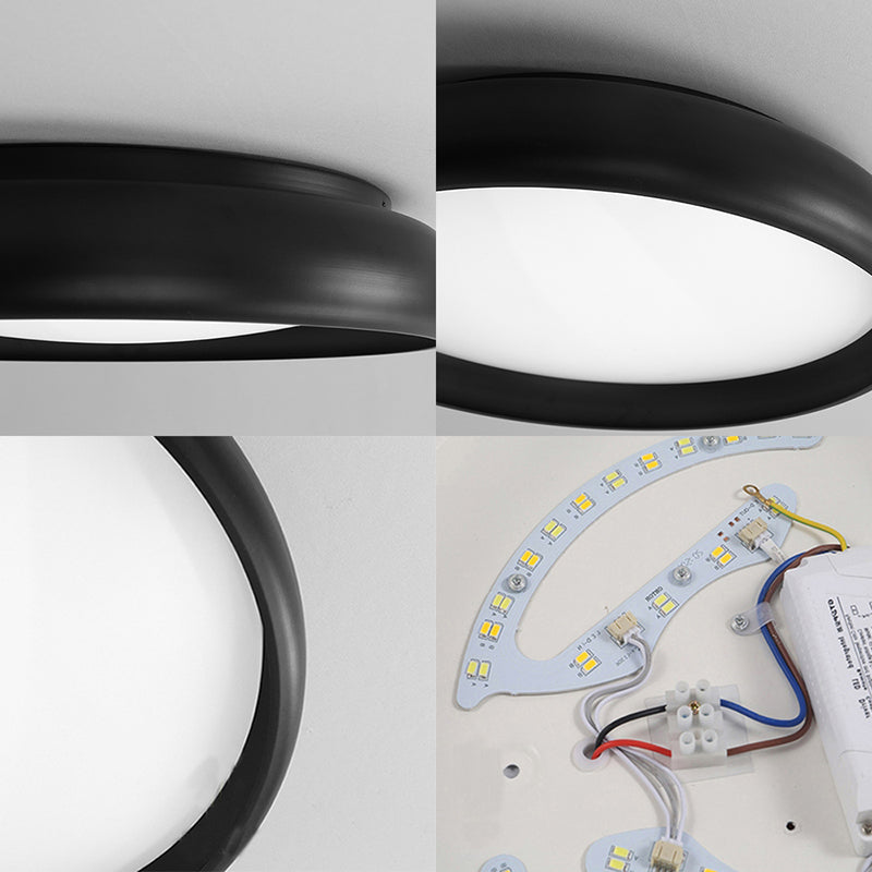 Circular Flush Mount Ceiling Light Nordic Metal Black/White Integrated LED Ceiling Flush Mount for Bedroom in Warm/White with Acrylic Diffuser Clearhalo 'Ceiling Lights' 'Close To Ceiling Lights' 'Close to ceiling' 'Flush mount' Lighting' 166589