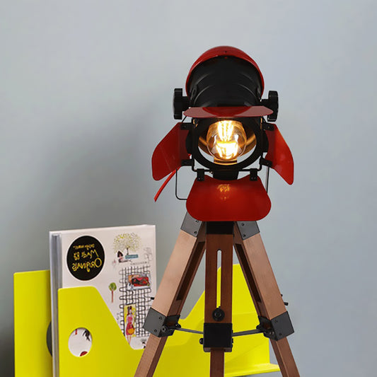 Red 1 Light Desk Light Industrial Style Metal and Wood Tripod Desk Lamp for Restaurant Clearhalo 'Lamps' 'Table Lamps' Lighting' 166601