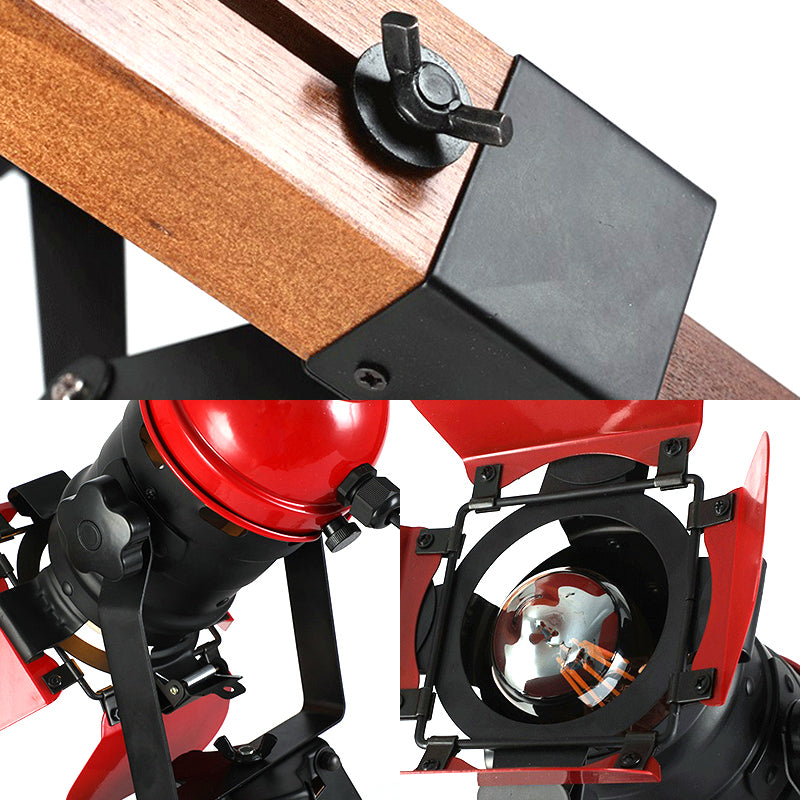 Red 1 Light Desk Light Industrial Style Metal and Wood Tripod Desk Lamp for Restaurant Clearhalo 'Lamps' 'Table Lamps' Lighting' 166604