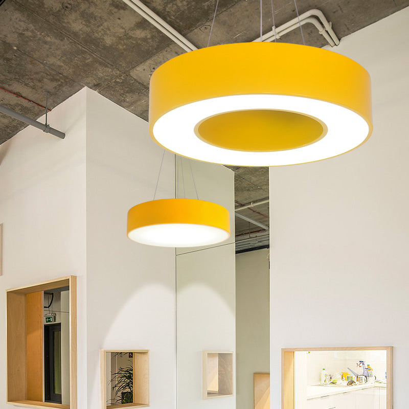 Modern Bedroom Pendant Light, Acrylic O Shape Hanging Fixture for Kids with 31.5" Adjustable Cord Yellow Clearhalo 'Ceiling Lights' 'Pendant Lights' 'Pendants' Lighting' 166605_5e17274c-10c7-4fa1-9cbf-8332802ed566