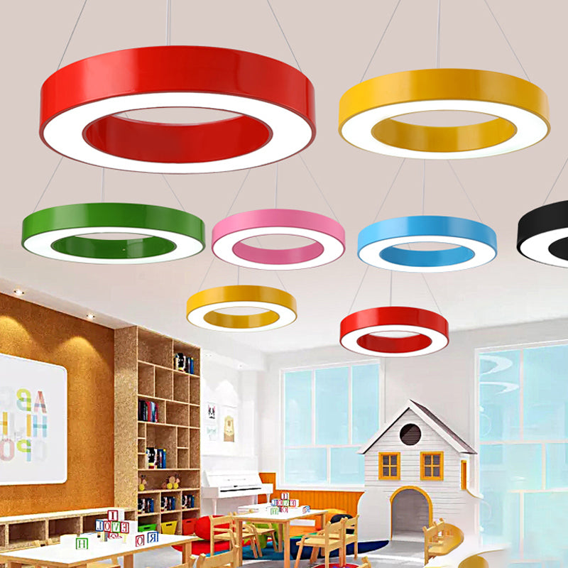 Modern Bedroom Pendant Light, Acrylic O Shape Hanging Fixture for Kids with 31.5" Adjustable Cord Clearhalo 'Ceiling Lights' 'Pendant Lights' 'Pendants' Lighting' 166612