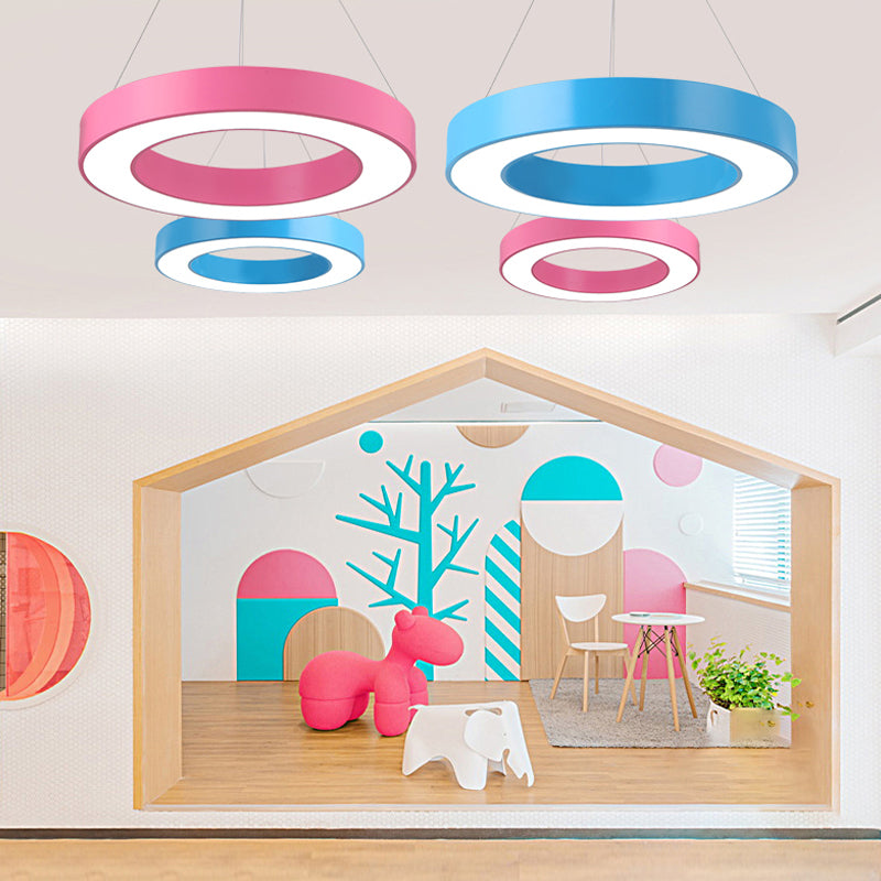 Modern Bedroom Pendant Light, Acrylic O Shape Hanging Fixture for Kids with 31.5" Adjustable Cord Clearhalo 'Ceiling Lights' 'Pendant Lights' 'Pendants' Lighting' 166615