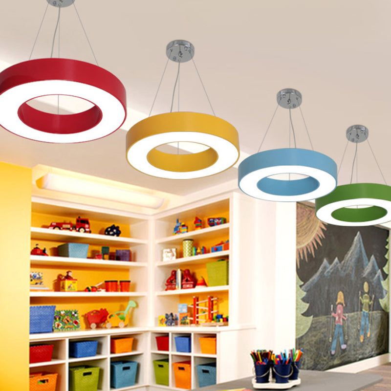 Modern Bedroom Pendant Light, Acrylic O Shape Hanging Fixture for Kids with 31.5" Adjustable Cord Clearhalo 'Ceiling Lights' 'Pendant Lights' 'Pendants' Lighting' 166617