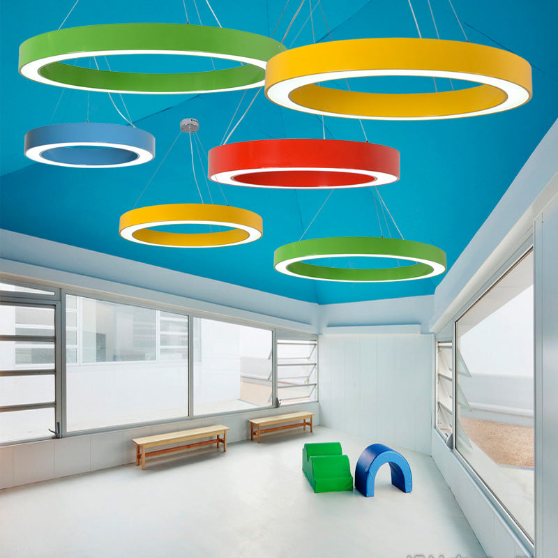 Modern Bedroom Pendant Light, Acrylic O Shape Hanging Fixture for Kids with 31.5" Adjustable Cord Clearhalo 'Ceiling Lights' 'Pendant Lights' 'Pendants' Lighting' 166618