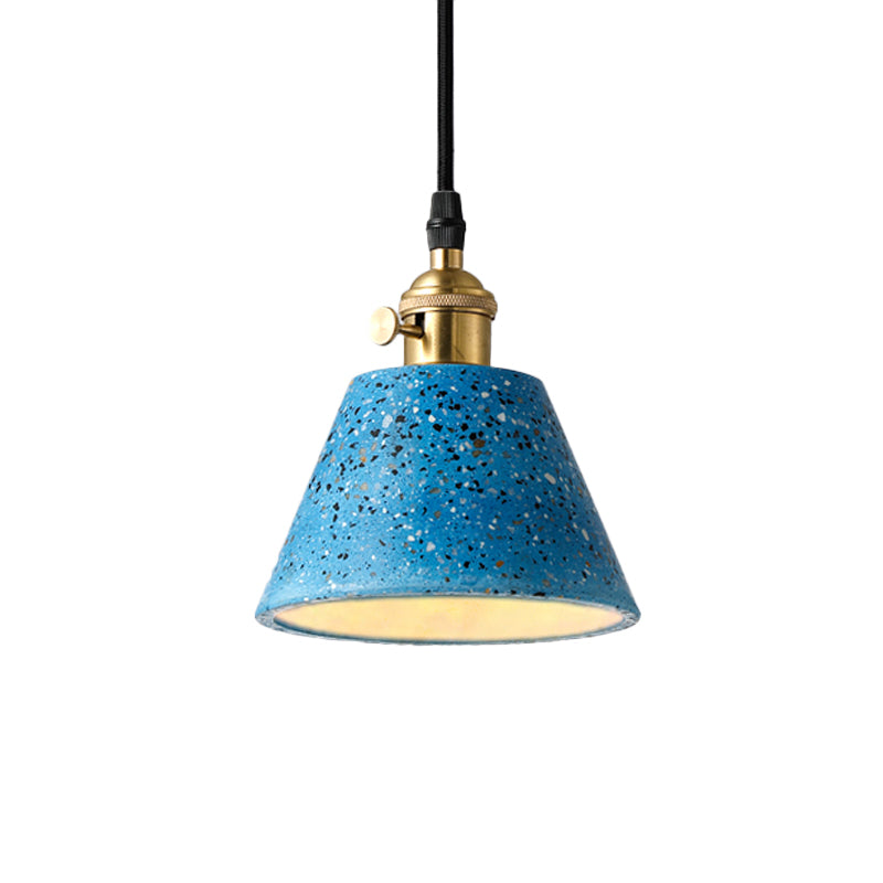 1 Light Pendant Lighting with Cone Concrete Shade in Nordic Style Black/Blue/Green Hanging Light Clearhalo 'Ceiling Lights' 'Modern Pendants' 'Modern' 'Pendant Lights' 'Pendants' Lighting' 166654