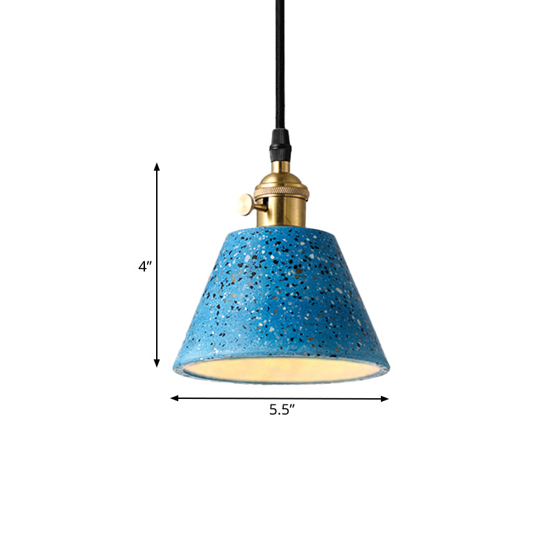 1 Light Pendant Lighting with Cone Concrete Shade in Nordic Style Black/Blue/Green Hanging Light Clearhalo 'Ceiling Lights' 'Modern Pendants' 'Modern' 'Pendant Lights' 'Pendants' Lighting' 166655