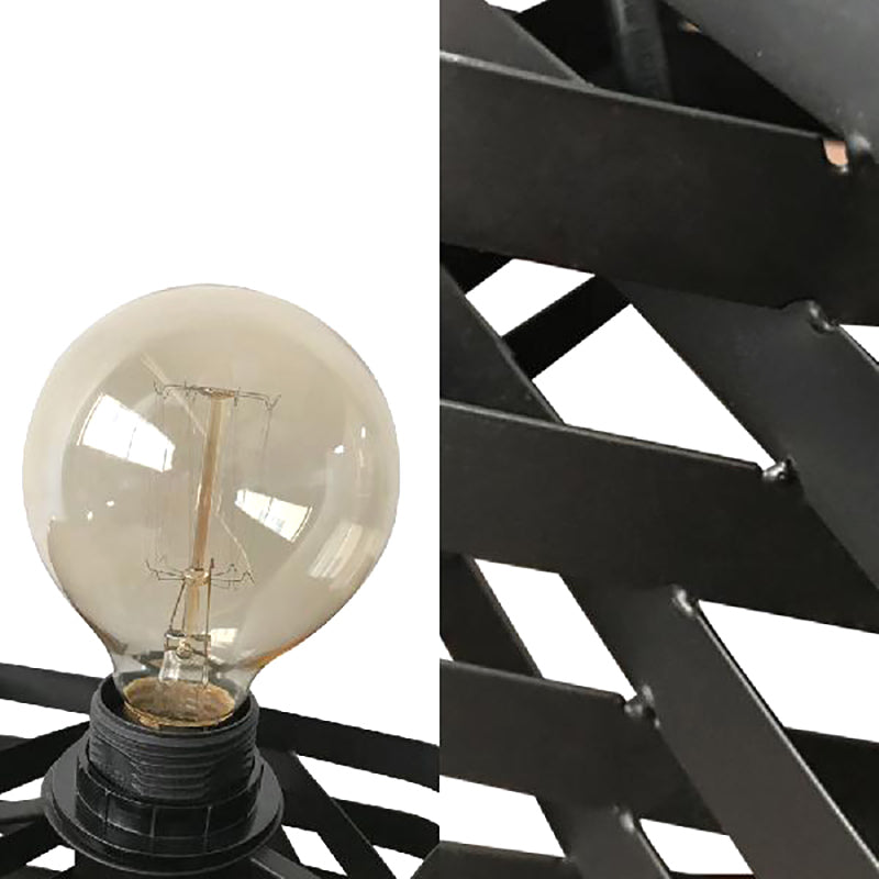 1 Head Table Lamp Industrial Stylish Cylinder/Barrel Metal Table Light with Cage Base in Black for Coffee Shop Clearhalo 'Lamps' 'Table Lamps' Lighting' 166693