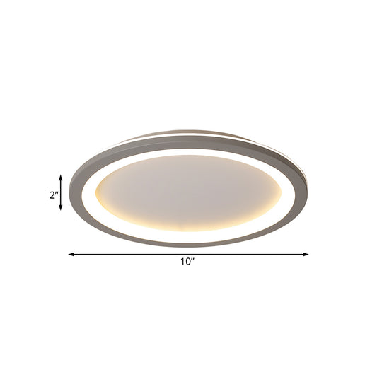 Circle Flush Mount Light Minimalist Metal LED Grey Light with Acrylic Diffuser in White/Warm Light, 10"/14.5"/19" Wide Clearhalo 'Ceiling Lights' 'Close To Ceiling Lights' 'Close to ceiling' 'Flush mount' Lighting' 166754