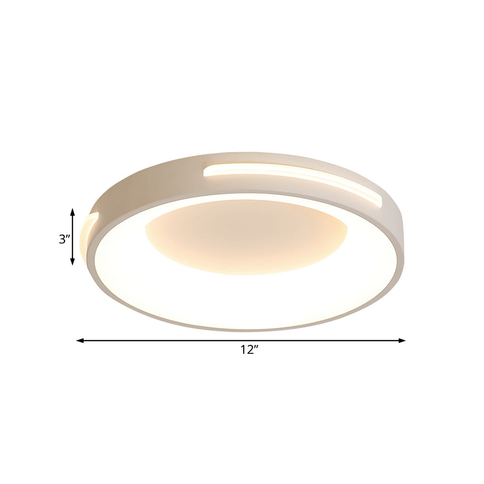 Circle Flush Ceiling Light Modern Metal LED White Light with Acrylic Diffuser in White/Warm Light, 12"/16"/19.5" Wide Clearhalo 'Ceiling Lights' 'Close To Ceiling Lights' 'Close to ceiling' 'Flush mount' Lighting' 166763