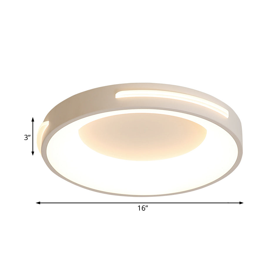 Circle Flush Ceiling Light Modern Metal LED White Light with Acrylic Diffuser in White/Warm Light, 12"/16"/19.5" Wide Clearhalo 'Ceiling Lights' 'Close To Ceiling Lights' 'Close to ceiling' 'Flush mount' Lighting' 166764