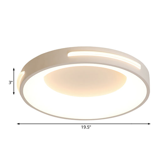 Circle Flush Ceiling Light Modern Metal LED White Light with Acrylic Diffuser in White/Warm Light, 12"/16"/19.5" Wide Clearhalo 'Ceiling Lights' 'Close To Ceiling Lights' 'Close to ceiling' 'Flush mount' Lighting' 166765