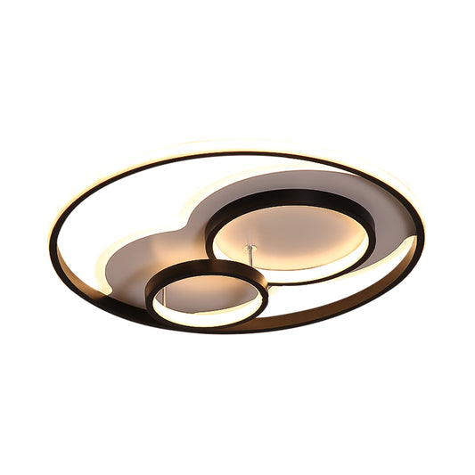 Black/White 3 Ring Close to Ceiling Lamp Modern LED Metal Flush Mount Light in White/Warm Light, 16"/19.5"/23.5" Wide Clearhalo 'Ceiling Lights' 'Close To Ceiling Lights' 'Close to ceiling' 'Flush mount' Lighting' 166852