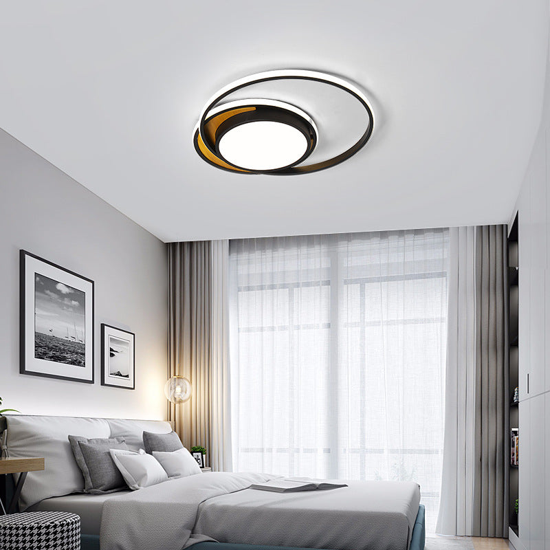 Ultra Thin Flush Ceiling Light Modern Metal LED Black/White Ceiling Lamp in White/Warm Light, 18"/21.5" Wide Black Clearhalo 'Ceiling Lights' 'Close To Ceiling Lights' 'Close to ceiling' 'Flush mount' Lighting' 166879