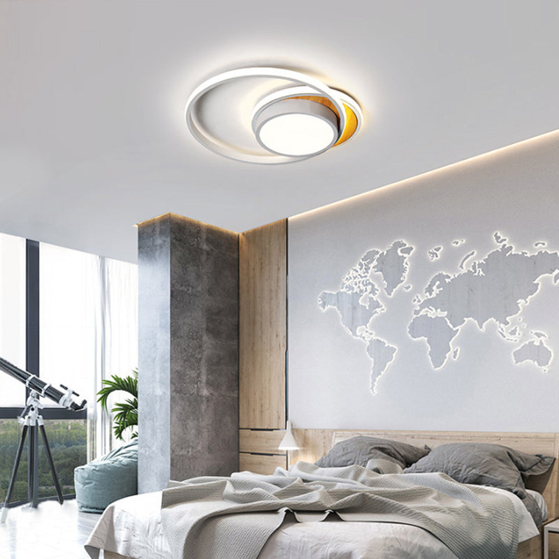 Ultra Thin Flush Ceiling Light Modern Metal LED Black/White Ceiling Lamp in White/Warm Light, 18"/21.5" Wide White Clearhalo 'Ceiling Lights' 'Close To Ceiling Lights' 'Close to ceiling' 'Flush mount' Lighting' 166882