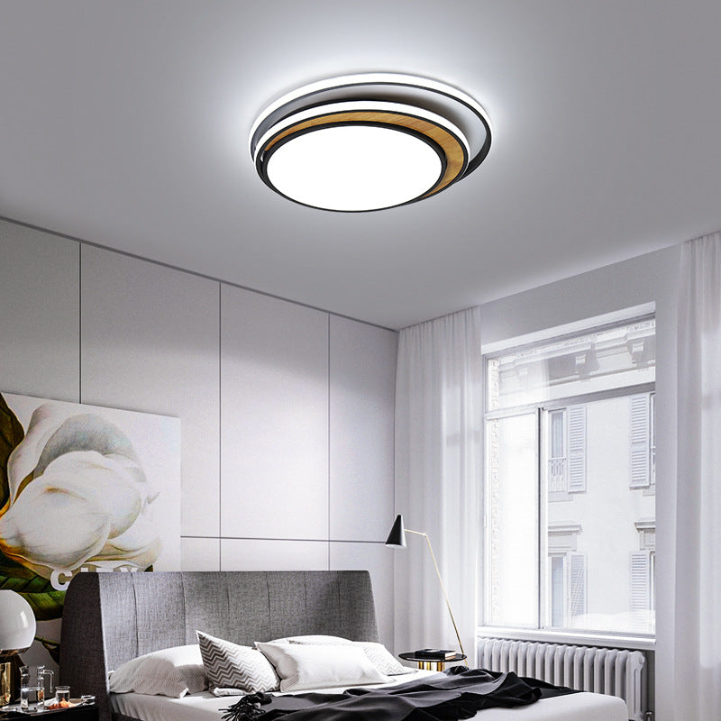 Black/White Circular Flush Ceiling Light Modern LED Metal Ceiling Light Fixture in White/Warm Light, 16.5"/20.5" Wide Black Clearhalo 'Ceiling Lights' 'Close To Ceiling Lights' 'Close to ceiling' 'Flush mount' Lighting' 166916