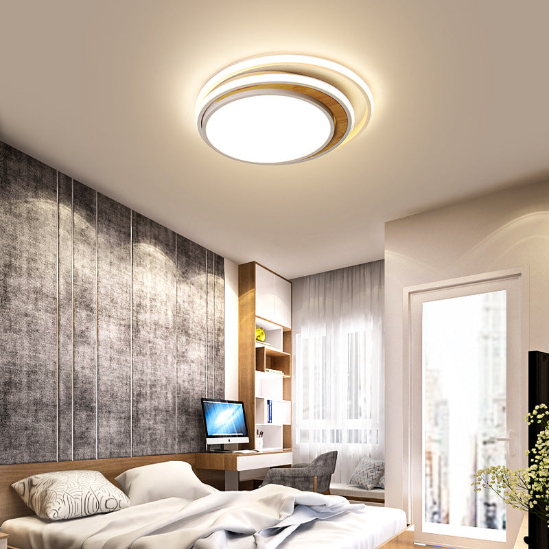 Black/White Circular Flush Ceiling Light Modern LED Metal Ceiling Light Fixture in White/Warm Light, 16.5"/20.5" Wide White Clearhalo 'Ceiling Lights' 'Close To Ceiling Lights' 'Close to ceiling' 'Flush mount' Lighting' 166919