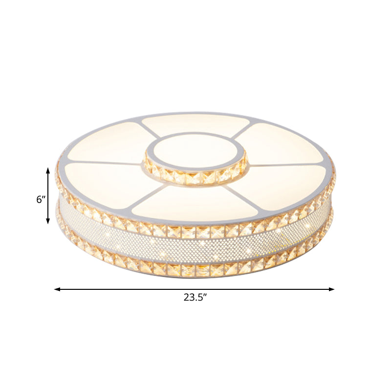 Metal Drum Flush Mount Lighting Nordic LED Close to Ceiling Lamp with Acrylic Diffuser, 19.5"/23.5"/31.5" Wide Clearhalo 'Ceiling Lights' 'Close To Ceiling Lights' 'Close to ceiling' 'Flush mount' Lighting' 166951