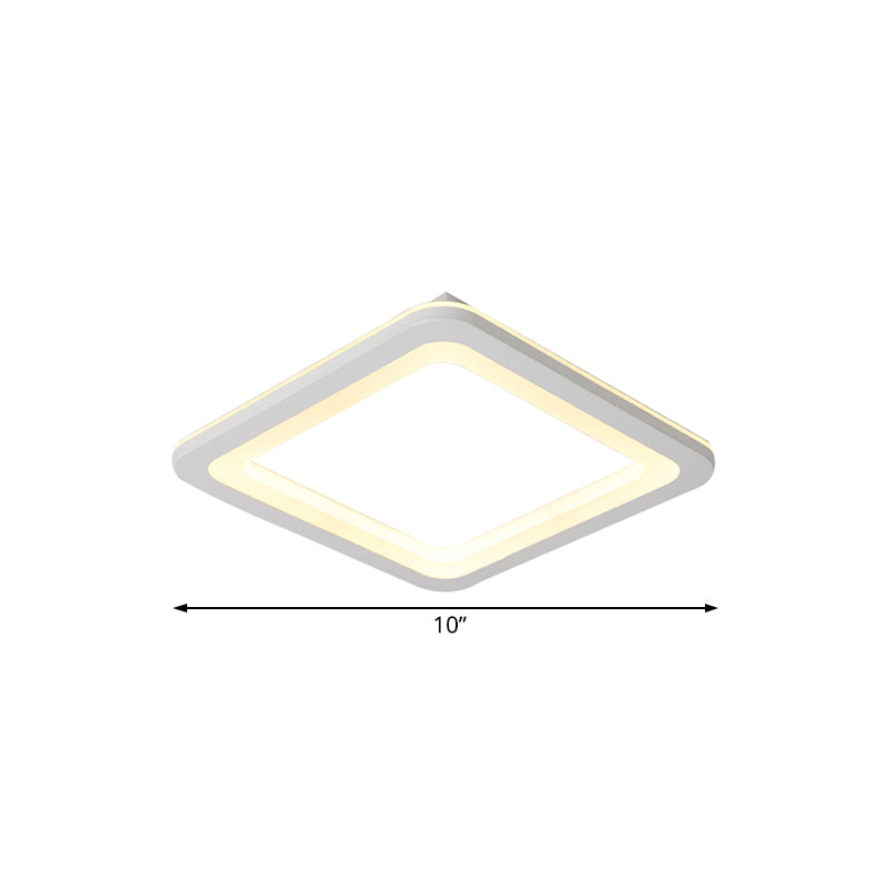 Square Flush Lighting Simple Metal LED White Ceiling Light Fixture in White/Warm Light, 10"/14.5"/19" Wide Clearhalo 'Ceiling Lights' 'Close To Ceiling Lights' 'Close to ceiling' 'Flush mount' Lighting' 166964