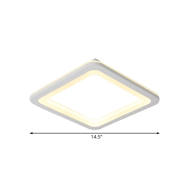 Square Flush Lighting Simple Metal LED White Ceiling Light Fixture in White/Warm Light, 10"/14.5"/19" Wide Clearhalo 'Ceiling Lights' 'Close To Ceiling Lights' 'Close to ceiling' 'Flush mount' Lighting' 166965