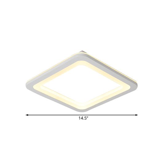 Square Flush Lighting Simple Metal LED White Ceiling Light Fixture in White/Warm Light, 10"/14.5"/19" Wide Clearhalo 'Ceiling Lights' 'Close To Ceiling Lights' 'Close to ceiling' 'Flush mount' Lighting' 166965