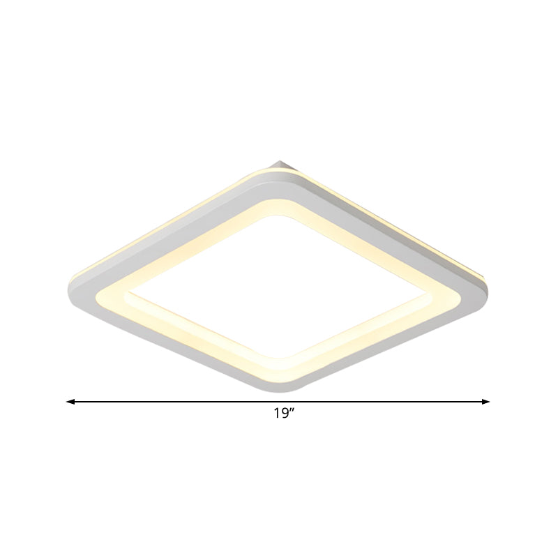 Square Flush Lighting Simple Metal LED White Ceiling Light Fixture in White/Warm Light, 10"/14.5"/19" Wide Clearhalo 'Ceiling Lights' 'Close To Ceiling Lights' 'Close to ceiling' 'Flush mount' Lighting' 166966