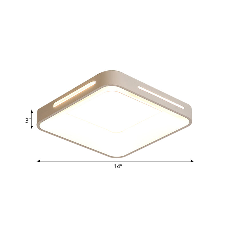 Metal Square Flush Mount Light Fixture Modern LED Ceiling Mounted Light in White/Warm Light, 14"/16"/19.5" Wide Clearhalo 'Ceiling Lights' 'Close To Ceiling Lights' 'Close to ceiling' 'Flush mount' Lighting' 166973