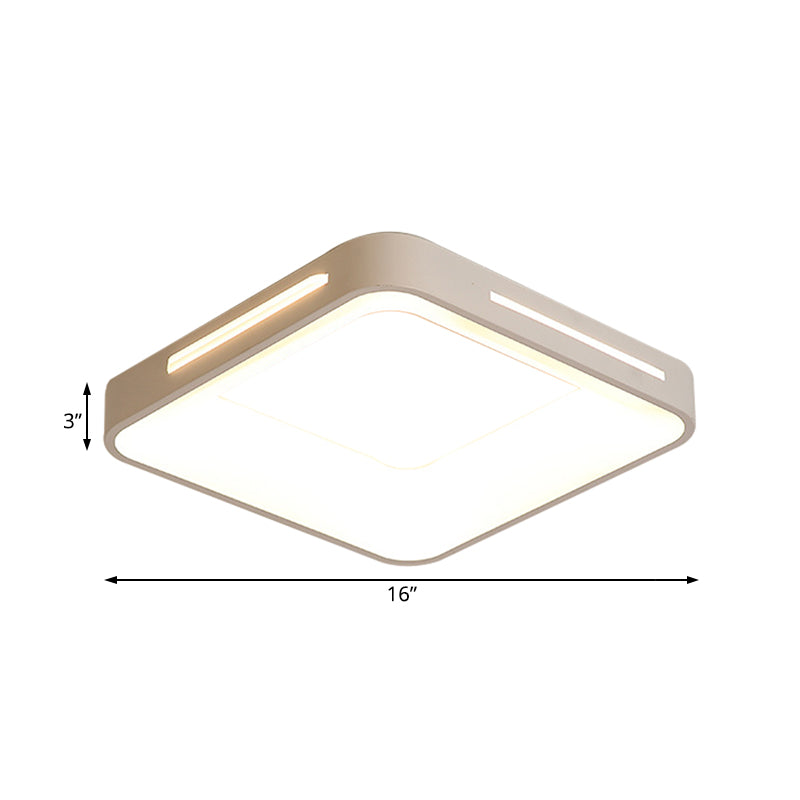 Metal Square Flush Mount Light Fixture Modern LED Ceiling Mounted Light in White/Warm Light, 14"/16"/19.5" Wide Clearhalo 'Ceiling Lights' 'Close To Ceiling Lights' 'Close to ceiling' 'Flush mount' Lighting' 166974