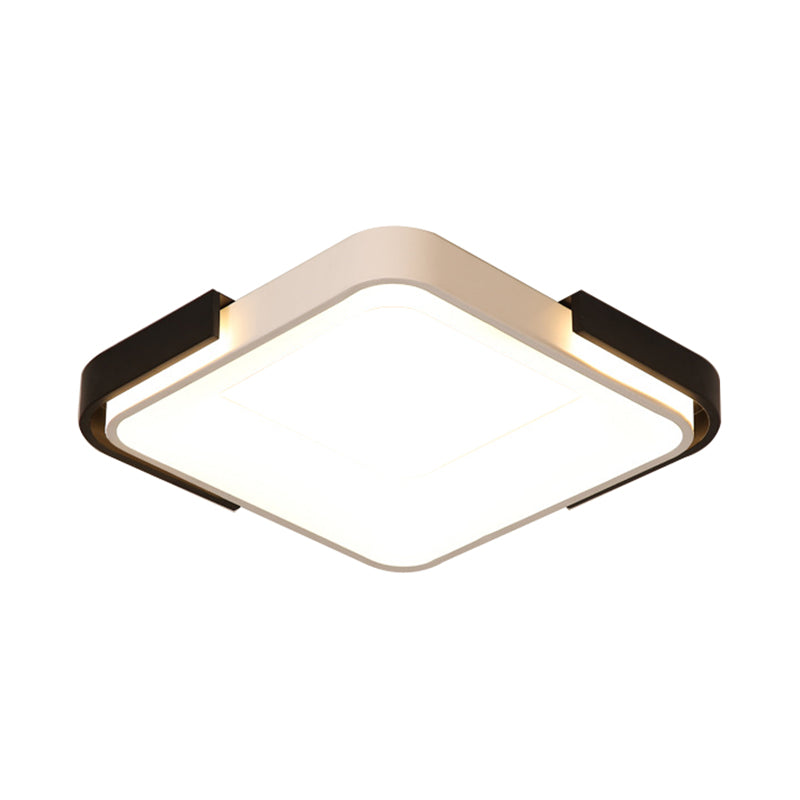 Rectangular/Square Ceiling Mounted Fixture Simple Metal LED Living Room Flush Mount Light in White/Warm Light, 18"/35.5" Wide Clearhalo 'Ceiling Lights' 'Close To Ceiling Lights' 'Close to ceiling' 'Flush mount' Lighting' 166990