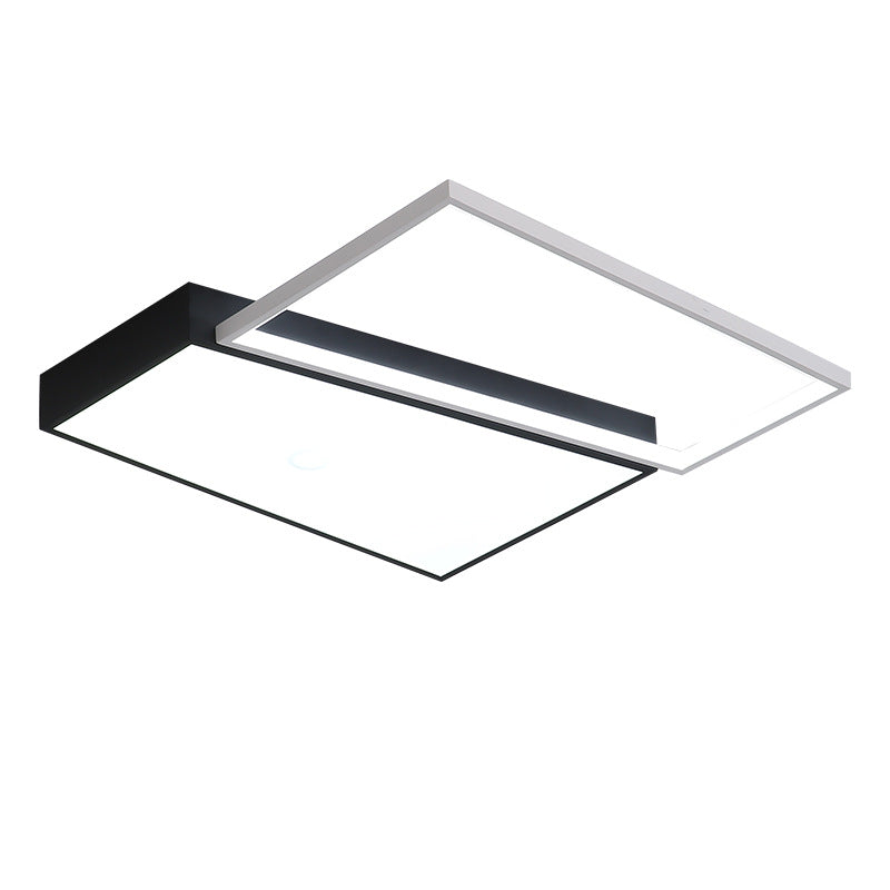 Black/White Trapezoid Flush Mount Lighting Simplicity LED Metal Ceiling Light Fixture in White/Warm Light, 18"/21.5" Wide Clearhalo 'Ceiling Lights' 'Close To Ceiling Lights' 'Close to ceiling' 'Flush mount' Lighting' 167019