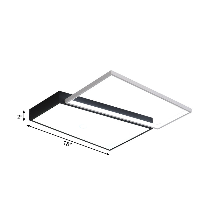 Black/White Trapezoid Flush Mount Lighting Simplicity LED Metal Ceiling Light Fixture in White/Warm Light, 18"/21.5" Wide Clearhalo 'Ceiling Lights' 'Close To Ceiling Lights' 'Close to ceiling' 'Flush mount' Lighting' 167020