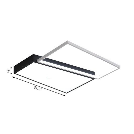 Black/White Trapezoid Flush Mount Lighting Simplicity LED Metal Ceiling Light Fixture in White/Warm Light, 18"/21.5" Wide Clearhalo 'Ceiling Lights' 'Close To Ceiling Lights' 'Close to ceiling' 'Flush mount' Lighting' 167021