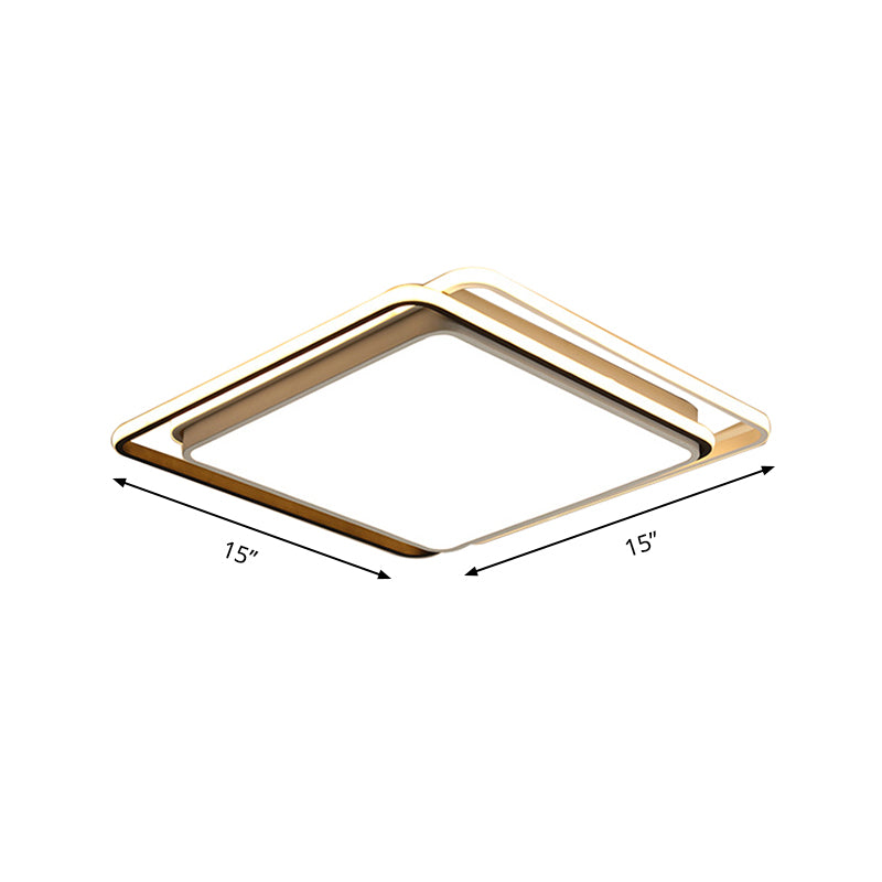 Minimalist Square Ceiling Mount Lamp Metal LED Living Room Flush Ceiling Light in White/Warm Light, 15"/19" Wide Clearhalo 'Ceiling Lights' 'Close To Ceiling Lights' 'Close to ceiling' 'Flush mount' Lighting' 167033