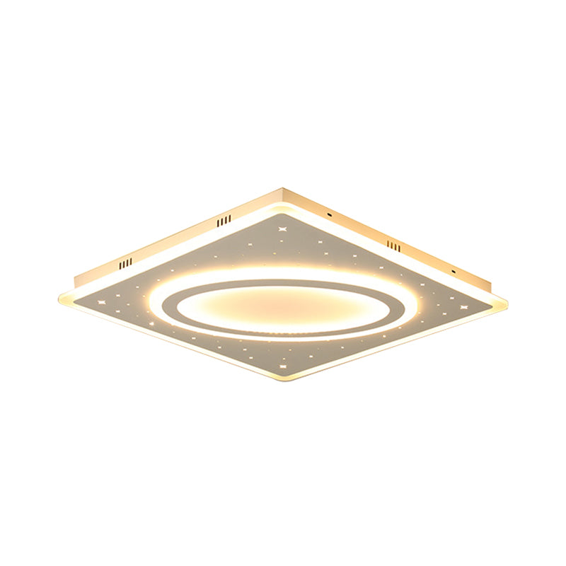 Metal Square Flush Mount Light Simple LED Ceiling Mounted Light in White/Warm Light, 21.5"/23.5" Wide Clearhalo 'Ceiling Lights' 'Close To Ceiling Lights' 'Close to ceiling' 'Flush mount' Lighting' 167038