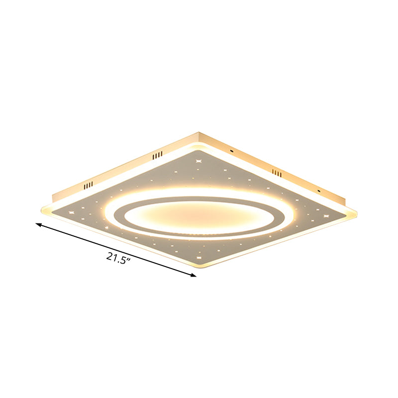 Metal Square Flush Mount Light Simple LED Ceiling Mounted Light in White/Warm Light, 21.5"/23.5" Wide Clearhalo 'Ceiling Lights' 'Close To Ceiling Lights' 'Close to ceiling' 'Flush mount' Lighting' 167039