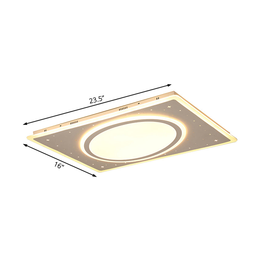 Metal Square Flush Mount Light Simple LED Ceiling Mounted Light in White/Warm Light, 21.5"/23.5" Wide Clearhalo 'Ceiling Lights' 'Close To Ceiling Lights' 'Close to ceiling' 'Flush mount' Lighting' 167041