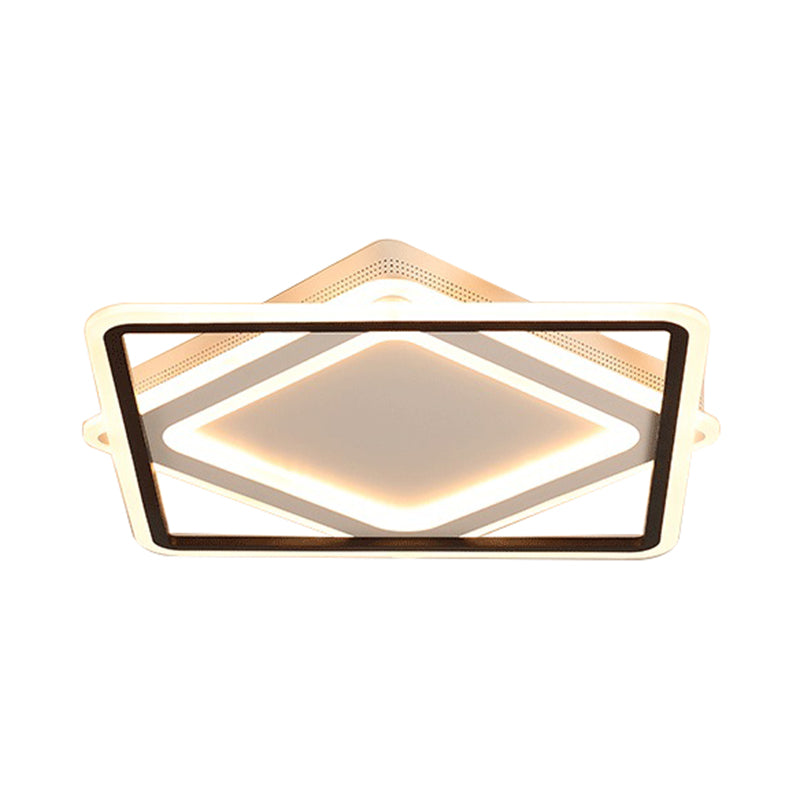 Square Metal Flush Mounted Lighting Modern LED White Ceiling Light Fixture in White/Warm Light, 16.5"/19.5"/23.5" Wide Clearhalo 'Ceiling Lights' 'Close To Ceiling Lights' 'Close to ceiling' 'Flush mount' Lighting' 167071