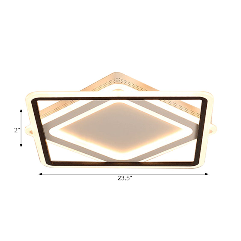 Square Metal Flush Mounted Lighting Modern LED White Ceiling Light Fixture in White/Warm Light, 16.5"/19.5"/23.5" Wide Clearhalo 'Ceiling Lights' 'Close To Ceiling Lights' 'Close to ceiling' 'Flush mount' Lighting' 167074