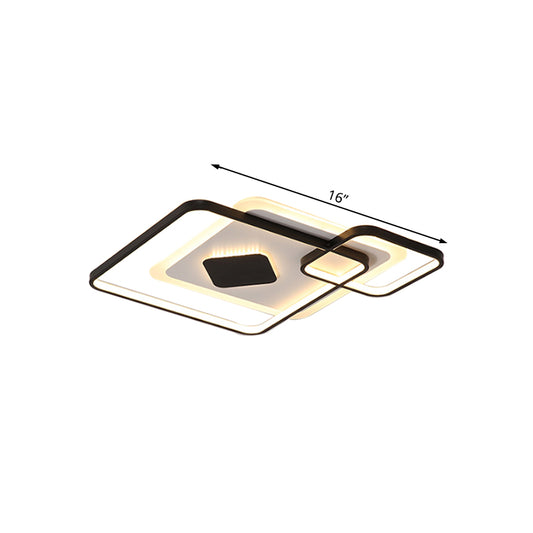 Geometric Flush Ceiling Light Simple Metal LED Black Ceiling Flush Mount Light in White/Warm Light, 16.5"/19.5"/23.5" Wide Clearhalo 'Ceiling Lights' 'Close To Ceiling Lights' 'Close to ceiling' 'Flush mount' Lighting' 167080