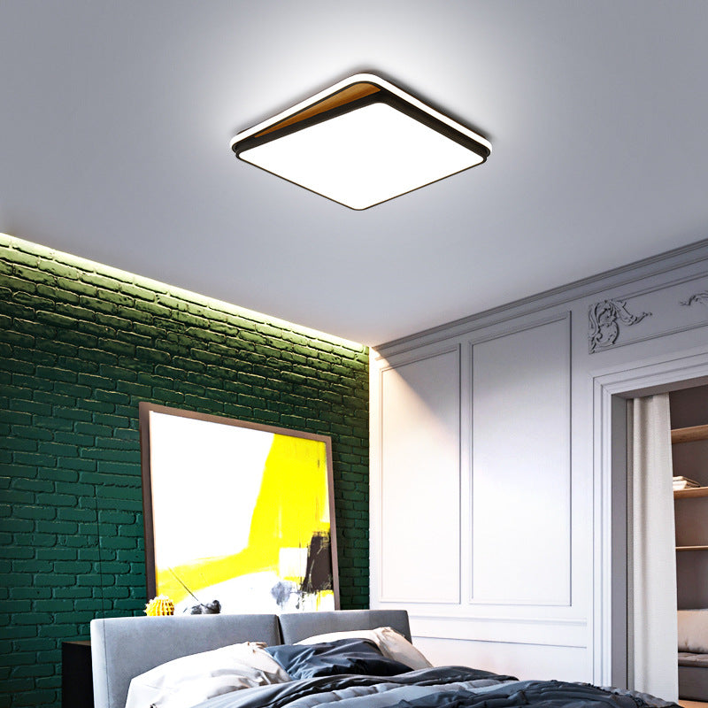 Brick Metal Flush Mount Lighting Fixture Modern LED White/Black Ceiling Light in White/Warm Light, 16.5"/20.5" Wide Black Clearhalo 'Ceiling Lights' 'Close To Ceiling Lights' 'Close to ceiling' 'Flush mount' Lighting' 167121