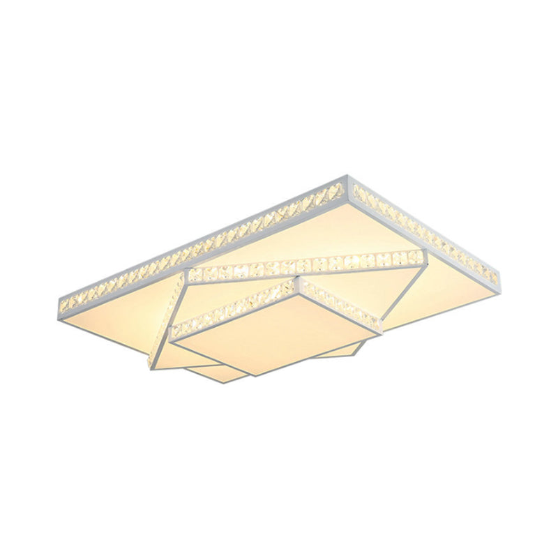 Metal 3 Tiered Square Flush Ceiling Lighting Contemporary LED White Ceiling Mount Light Fixture in White/Third Gear Light Clearhalo 'Ceiling Lights' 'Close To Ceiling Lights' 'Close to ceiling' 'Flush mount' Lighting' 167215