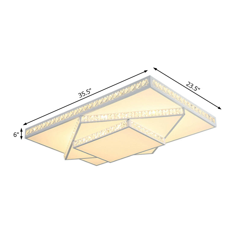 Metal 3 Tiered Square Flush Ceiling Lighting Contemporary LED White Ceiling Mount Light Fixture in White/Third Gear Light Clearhalo 'Ceiling Lights' 'Close To Ceiling Lights' 'Close to ceiling' 'Flush mount' Lighting' 167216