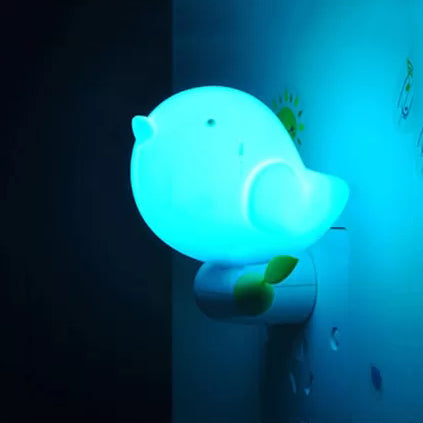 Kindergarten Fat Bird Wall Light Plastic Candy Colored Plug In LED Night Light Clearhalo 'Night Lights' 'Wall Lights' Lighting' 16722