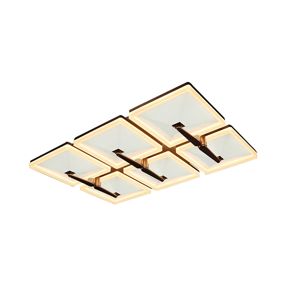 Splicing Square Flush Ceiling Light Fixture Minimalist Metal 2/4/6 Heads LED White Ceiling Lamp in Third Gear Light Clearhalo 'Ceiling Lights' 'Close To Ceiling Lights' 'Close to ceiling' 'Flush mount' Lighting' 167226