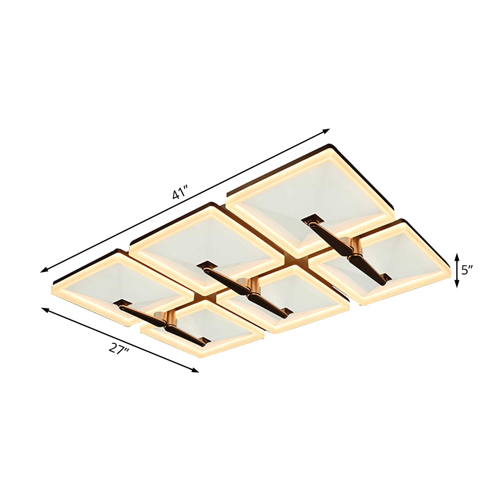 Splicing Square Flush Ceiling Light Fixture Minimalist Metal 2/4/6 Heads LED White Ceiling Lamp in Third Gear Light Clearhalo 'Ceiling Lights' 'Close To Ceiling Lights' 'Close to ceiling' 'Flush mount' Lighting' 167227