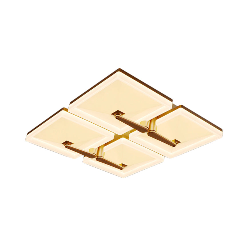 Splicing Square Flush Ceiling Light Fixture Minimalist Metal 2/4/6 Heads LED White Ceiling Lamp in Third Gear Light Clearhalo 'Ceiling Lights' 'Close To Ceiling Lights' 'Close to ceiling' 'Flush mount' Lighting' 167234