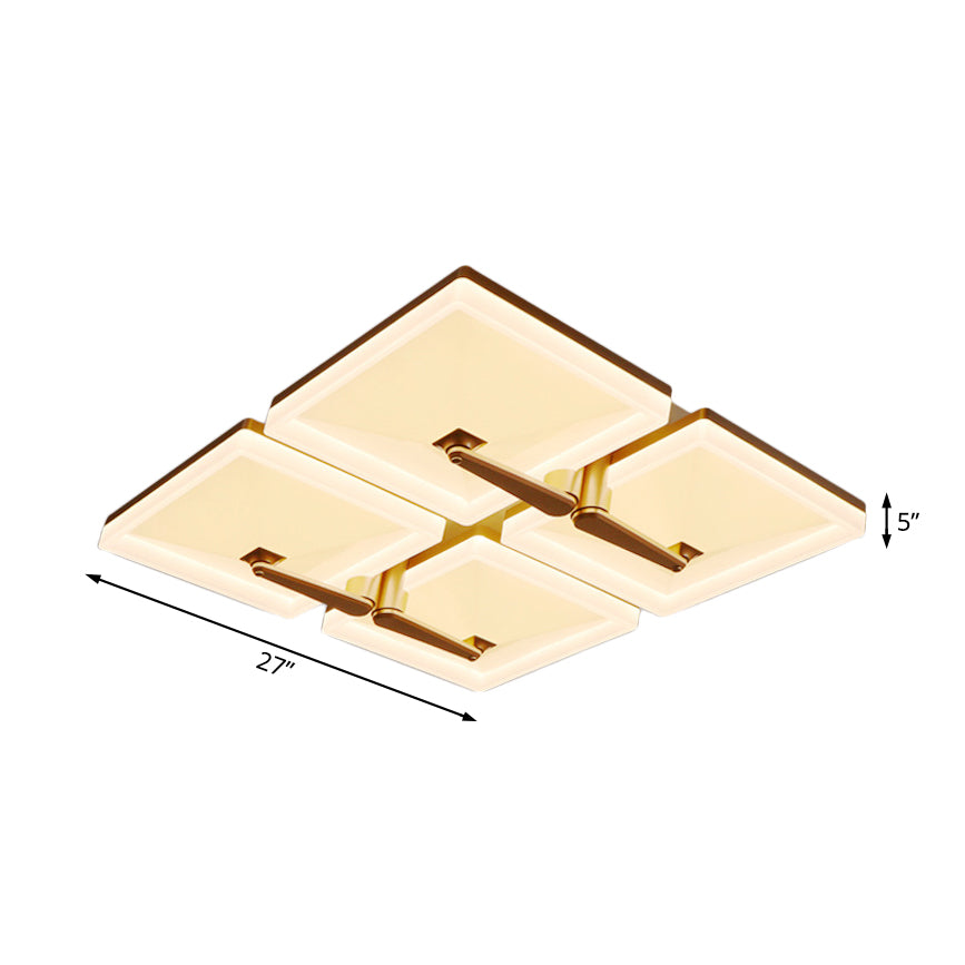 Splicing Square Flush Ceiling Light Fixture Minimalist Metal 2/4/6 Heads LED White Ceiling Lamp in Third Gear Light Clearhalo 'Ceiling Lights' 'Close To Ceiling Lights' 'Close to ceiling' 'Flush mount' Lighting' 167235